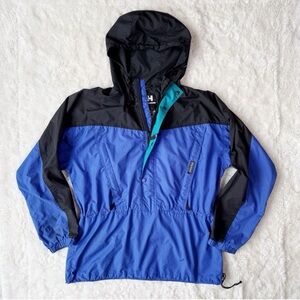 VTG 90s 80s Helly Hansen Men Purple Nylon Anorak Windbreaker Hooded Jacket LARGE